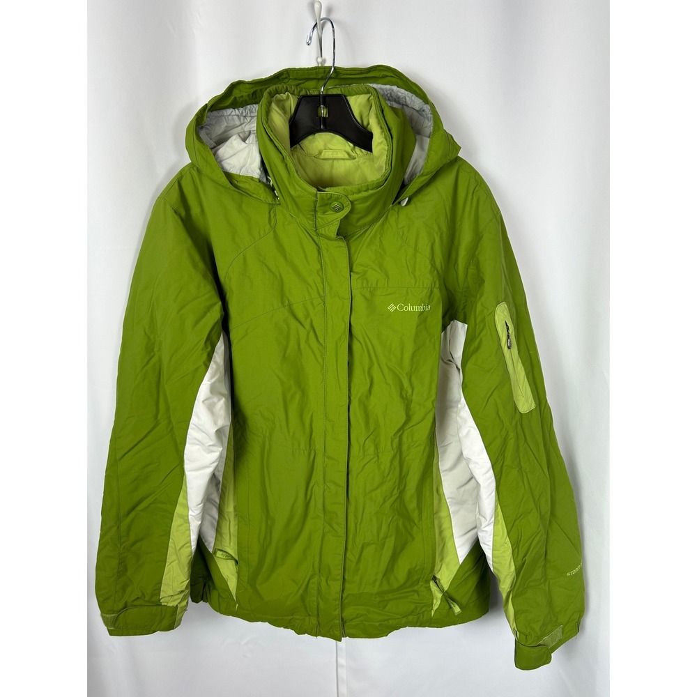 Vintage Columbia Storm Dry‎ Green White Colorblock Ski Jacket Hooded Winter Coat